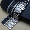 18mm 20mm 21mm 22mm 24mm Polished metal Black Watchband Stainless Steel Watch Band Strap Men Silver Bracelet Replacement Solid Lin7048464