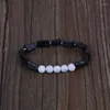 Strand Natural Rough Black Tourmaline White Turquoises Howlite Stone Bead Charm Unisex Healing Energy Dainty Bracelet