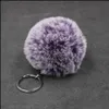 Keychains Lanyards Double Color Gradient Hair Ball Keychain Imitation Rabbit Fur Bag Car Pendant 8Cm Snowflake Hairball Keyring Su Dhn4O