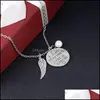 Pendentif Colliers Ailes D'ange Femmes Imitation Perles Charmes Collier Un Morceau De Mon Coeur Vit Au Paradis Cadeau Pour Fille Girlfrien Dhfhn