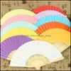 Annan heminredning Portable storlek DIY Summer Bamboo Folding Hand Hold Fan Chinese Dance Party Pocket Gifts Wedding Solid Color Drop Del Otoc0