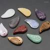 Pendant Necklaces 1pc Reiki Natural Gem Stone Pendulum Carved Angel Wing Rock Purple Crystal Pendulo Healing Opal Quartz Amulet