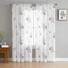 Curtain Purple Blue And White Lilac Flowers Tulle Window For Living Room Bedroom Voile Sheer Curtains Kitchen Treatments Drapes