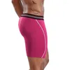 Underbyxor Mens Long Boxer Shorts Sports Gym Athletics Workout Jogging Panties Elastic Quick Dry Fitness underkläder andas