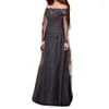 Fancy Gray Lace Evening Jurk Prom -jurken strapless lange mouwen Applqiue met kralen ritssluiting met knoppen terug