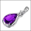 Anhänger Halsketten Luxus Amethyst Halskette Hochzeit Schmuck Tropfen Rubin Für Frauen Jahrestag Geschenk Sier Lieferung Anhänger Dhubz