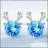 Charm Crystal Deer Stud Earrings Zircon Three Nsional Christmas Reindeer Earring Kids Gifts Jewelry Accessories Gift Drop Delivery Otucz