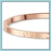 Bracelet Mode Mince Amour Bracelet Copie Vis Bijoux Designers Rose Or Platine Bracelets Cadeau Titane Acier Adt 3.65Mm Bracelets F Dhxv3