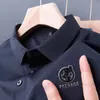 Erkek Tişörtleri Yaz Premium Buz İpek Nefes Alabilir Kısa Kollu T-Shirt Erkekler Rahat Gevşek Geyik Kafası İşlemeli Polo Gömlek Trend Giyim 230131