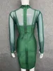 Casual Dresses Green Color Ladies HL Bandage Dress Long Sleeve Sexy Bodycon Mini Nightclub Birthday Party Vestido