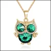 Pendant Necklaces Owl Choker Necklace Top Long Link Chain Zinc Alloy Gold Color Animal Jewelry Gift Crystal Bdehome Drop Delivery Pen Dho5L