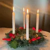 Candle Holders 30cm Christmas Wreath Candlestick Pine Cone Needle Stand Desktop For Home Year Birthday Party Decoration