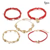 Anklets 5Pcs/Set Bohemian Style Anklet Stars Fish Shell Beaded Decor Chain Jewelry Accessories Hawaii Beach Party Dress Up