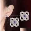 Stud Fashio Cz Zircon Earrings For Women Love Eternal Heart Super Flash Crystal Jewelry Design Party Drop Delivery Otq8E