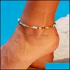 Anklets sommarkristallp￤rlor f￶r kvinnor kvinnliga sandaler fot smycken mti f￤rg ankel armband ben kedja drop leverans otbot