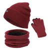 Berets Men Women Beanie Hat Scarf Gloves Set Warm Winter Thermal Soft Thick Cotton For Ski Skating Daily Fishing Cold Weather