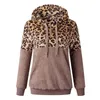 Jackets femininos de lã de lã de inverno moda de moda de leopardo de retalhos fofos suéteres grossos com zíper quente feminino coasto sherpa tops 230131