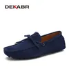 Chaussures habillées DEKABR en cuir véritable hommes décontracté marque de luxe hommes mocassins mocassins respirant sans lacet noir conduite taille 3549 230130