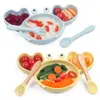 Cups Dishes Utensils 9Pcs Baby Silicone Non-Slip Suction Bowl Plate Spoon Waterproof Bib Cup Set Baby Crab Dishes Food Feeding Bowl for Kids BPA Free 230130