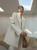 Kvinnors kostymer kvinnor White Hem Slits Big Size Blazer Lapel Long Sleeve Loose Fit Jacket Tide Spring Autumn 2023 1DF0022