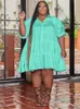 Sukienki plus size WMSTAR Kobiety 4xl 5xl solidne luźne plisowane pół rękawie swobodne koszule balowe sukienki midi hurtowa kropla 230130