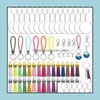 Keychains Lanyards Tassel Bk 146Pcs Acrylic Keychain Blank Making Kit Colorf Tassels Key Rings With Chain For Diy Projects Crafts Dhsgb