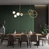 Lustres Moderne Simple Cuivre LED Lustre Restaurant Éclairage Île Table Créative Décorative Boule De Verre Intérieur Suspendu