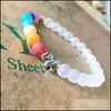 Beaded Strands 7 Chakra Elephant Charm Beaded Armband Mala Bead Yoga Energy Jewelry for Men Women 218 R2 Drop Delivery Armband DHHG8