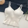 Kadın Tankları Camis Knited Camis Camis için Üst Çizeltiler Mahsul Bra Spagetti Strap CamiSole Kadarin Kadın Tank Dropp 230131