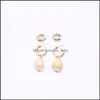 Charm Fashion Sea Shell Women Earrings Gold Color 2 Pairs / Set Trendy Statement Drop Dangle For Beach Jewelry Wholesale Delivery Ot27Q