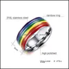 Bandringe Edelstahl Regenbogen Ring für Frauen Männer Colorf Kreuzstreifen Homosexuell als Valentinstag Modeschmuck Giftz Drop Lieferung DHFR4