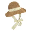 Wide Brim Hats Straw Woven Foldable Female Summer Sunscreen Fisherman Hat Tether Floppy Crochet Beach Vacation SunHat