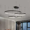 Lampadari Lampadario a led moderno Illuminazione domestica fai-da-te Cerchio Lampada a sospensione a soffitto in oro nero bianco Lampada a sospensione per soggiorno Decorazione da pranzo