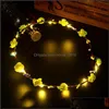 Party Favor Flashing Led Strings Glow Flower Crown Headbands Light Rave Floral Hair Garland Luminous Wreath Wedding Gifts Wq479 Drop Dhbj4