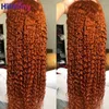 HiEbony pré-plumé Remy cheveux humains dentelle avant perruques gingembre Orange bouclés 180% 13x6 sans colle frontale avec bébé perruque