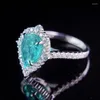 Fedi nuziali Huitan Moda di lusso a forma di pera Blu-verde CZ Anello di fidanzamento Accessori per le donne Anniversario Gioielli regalo unici