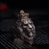Bandringar Punk Animal Crown Lion Ring f￶r m￤n Manliga gotiska smycken 714 Big Size228T Drop Delivery DHMJS