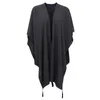 Women's Wool Blends FICHOR Gothic Moon Phase Black Cloak for Women Fall Winter Geometric Y2k Graphic Goth Outwear Oversized Irregular Ponchos Ladies 230130