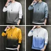 Men's Hoodies & Sweatshirts 2023 Autumn Winter Round Neck Long Sleeve Gradual Two Tones Sweatshirt For Men