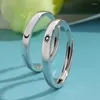 Cluster Rings Simple Opening Sun Moon Ring Minimalist Silver Color Adjustable For Men Women Couple Engagement Jewelry