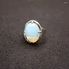 Bröllopsringar naturlig ädelsten sten kristall finger ring oval malachites opal ametysts rosa kvartsförslag smycken reiki helande