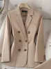 Damenanzüge Frühling Herbst Braun Schwarz Khaki Beige Blazer Frauen Damen Weibliche Business Arbeitskleidung Langarm Feste Formale Jacke Mantel