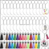 Klapetyki Kluczowe Pierścienie 120pcs Blak Bluza Pusta akrylowa Clear Circle Discs z otworem Kolorfy Krężniczki do DIY Projects Cra Dhqtt