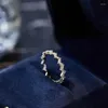 Bröllopsringar Full Zircon Wave Stapble Finger Ring Gear Charm Index sötvatten pärla för kvinnor festsmycken