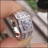 Med sidorstenar Mens Wedding Rings Fashion Sier Gemstone Engagement Jewelry Simated Diamond Ring f￶r 661 Q2 Drop Delivery DHMVP