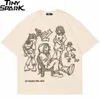Herren T-Shirts Japanisches Harajuku T-Shirt Streetwear Lustiges Anime Cartoon Grafik T-Shirt Baumwolle T-Shirt Übergroße Tops Tees HipHop 230131