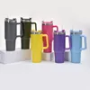 Wholsale 40oz Handle Car Tumblers med lockplastiska sugrör 1200 ml rostfritt stål Vattenflaskor Färgglada drickskoppar Dubbelväggisolerad tumlare FY5528