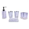 Bottiglie di stoccaggio 5 pezzi Set da bagno Accessori da bagno in resina Portasapone Portaspazzolino Dispenser per lozione Forniture per bicchieri