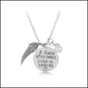 Pendant Necklaces Angel Wings Women Imitation Pearls Charms Necklace A Piece Of My Heart Lives In Heaven Gift For Daughter Girlfrien Dhfhn