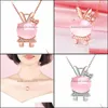 펜던트 목걸이 도덕 CZ Crystal Pink Opal Necklace Chokers Rose Gold Sier for Women Girls Ross Quartz 귀여운 선물 드롭 배달 DHZP8